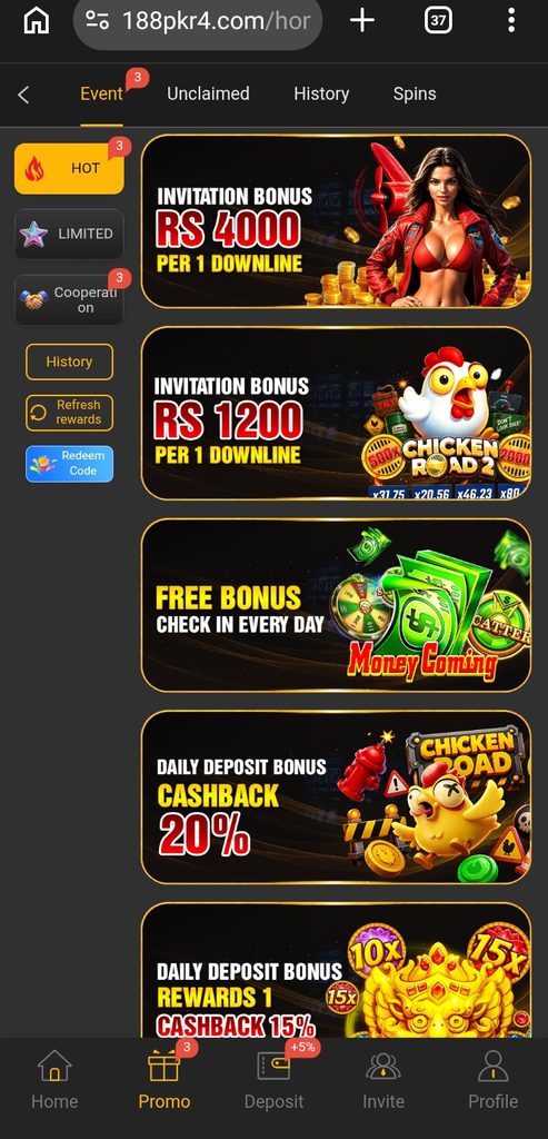 188 PKR bonuses