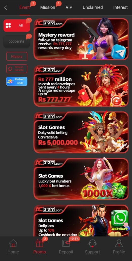 AC 777 Game bonuses