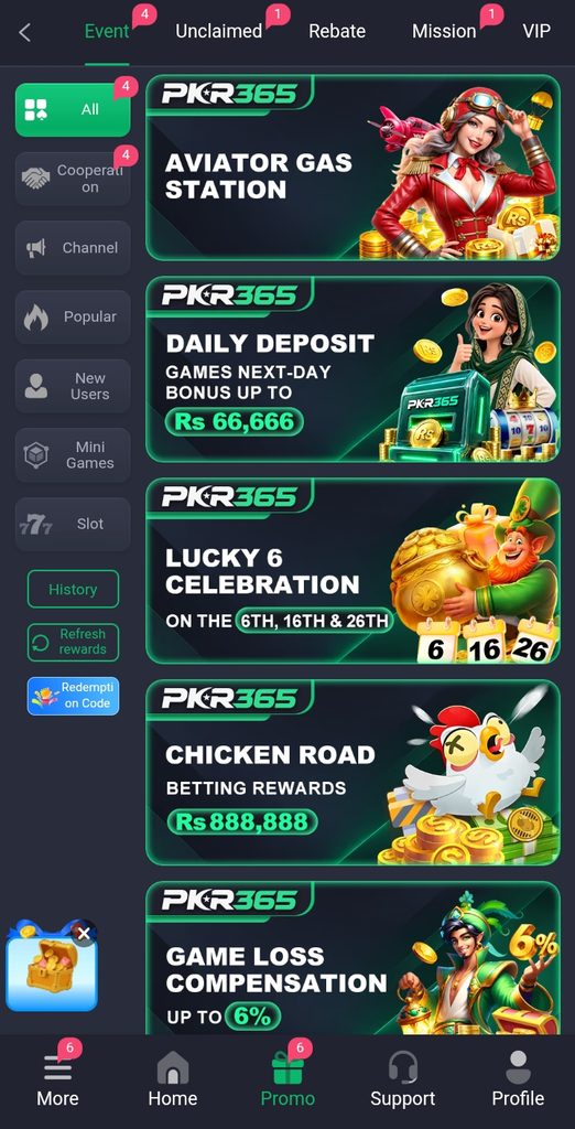 PKR365 bonuses