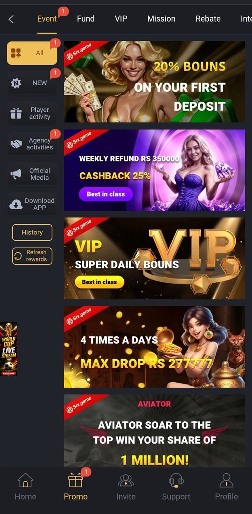 Six game bonuses