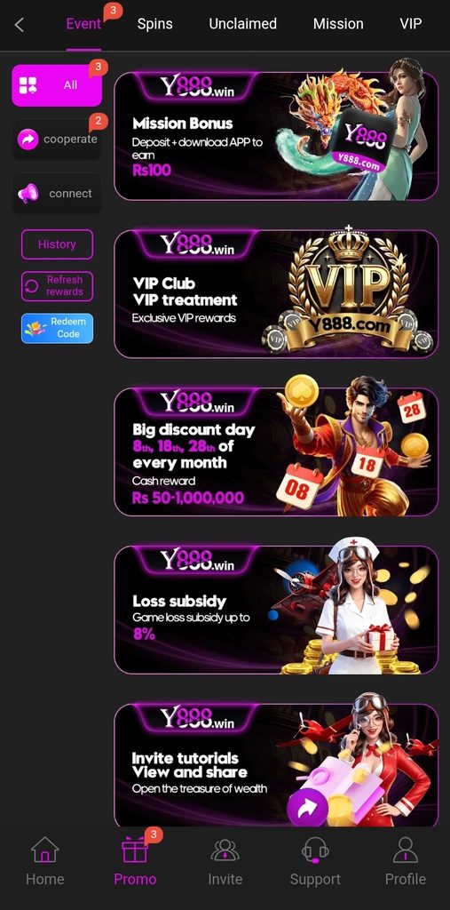 Y888 bonuses